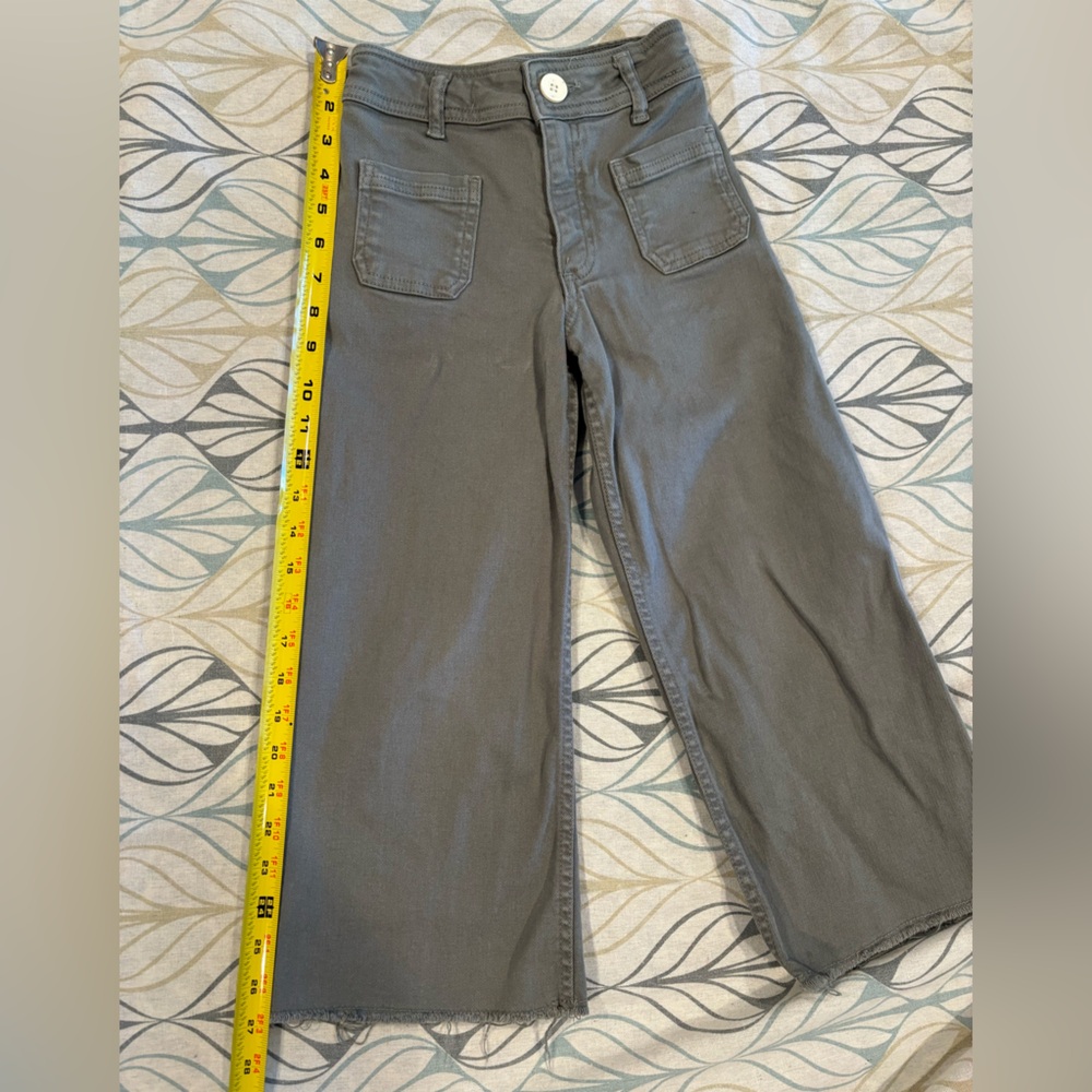 Zara Girls Pants Wide Leg Jeans Sage Green Size 7.